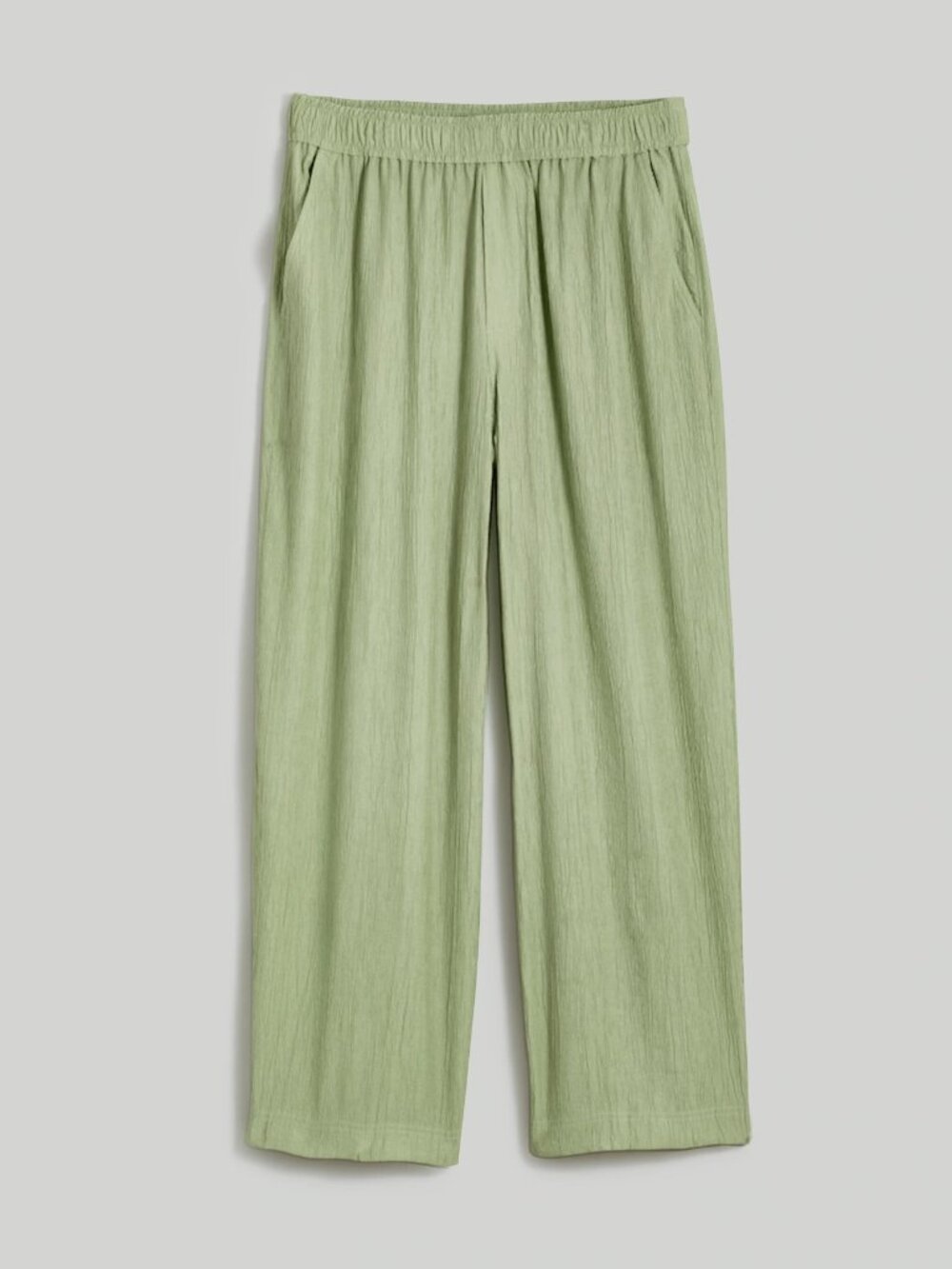 MADEWELL Crinkled Crepe Straight Leg Crop Pants Seedling Green